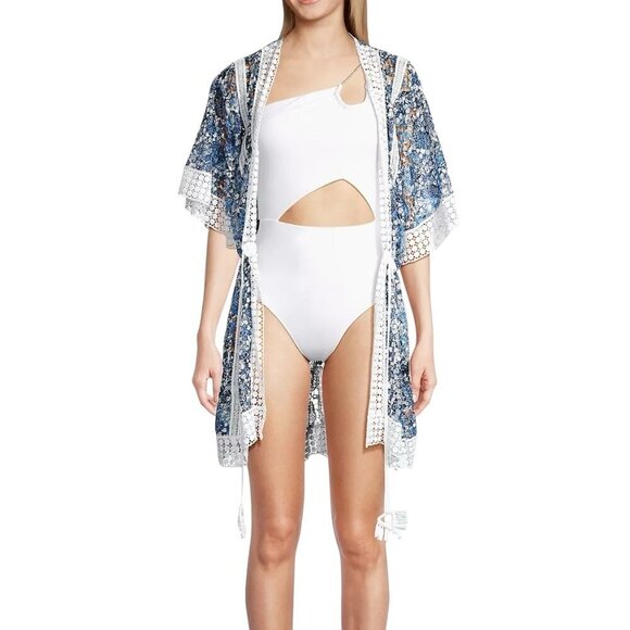 Ramy Brook Robin Lace Tie-Waist Cover-Up Tunic Large Coastal Beach Minidress Swi - Picture 2 of 5